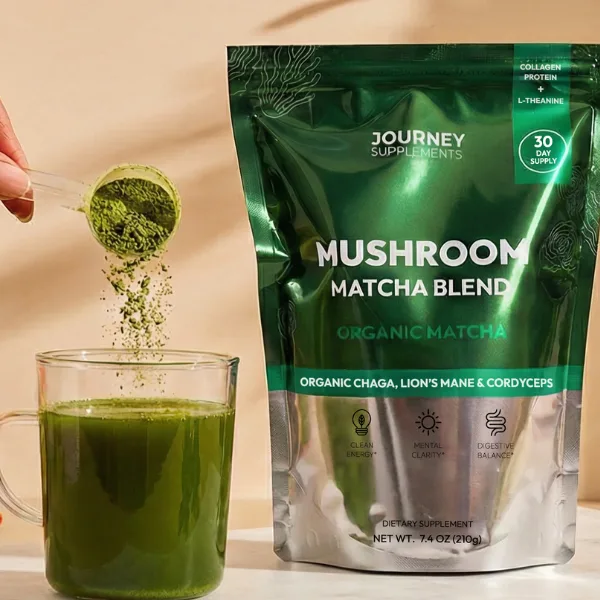 Matcha + Mushroom supplement pouch